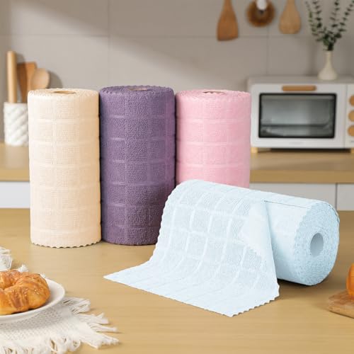 Image of Ferdilan 80 Pack Microfiber Cleaning Cloth Roll,Lint Free Rags Paper Towels & Tear Away Reusable Towels,Washable Shop Rags,Wash Cloths Dish Rags(12 inch x 12 inch) for Car Kitchen Window Garage-Light Blue