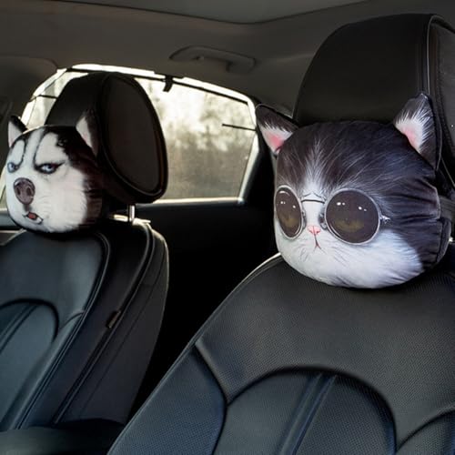 Almohada de cuello para auto con diseño de gato miniatura 6