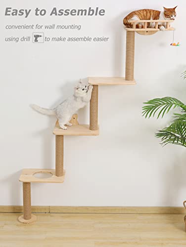 Árbol para gatos montado en pared con 4 niveles miniatura 4