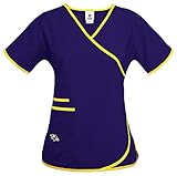 Fabrique Innovations NFL Women's Team Logo Wrap Scrub Top, Baltimore Ravens, X-Large