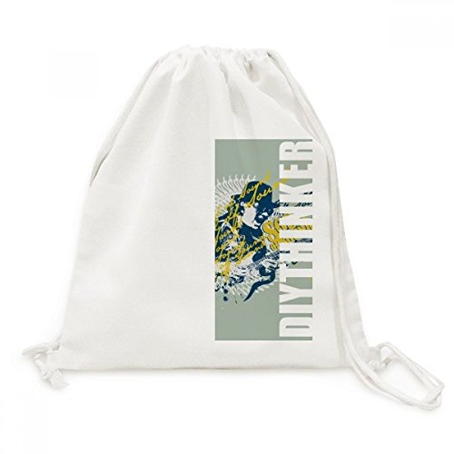 Sac de voyage motif guitare street music en toile canvas avec cordon