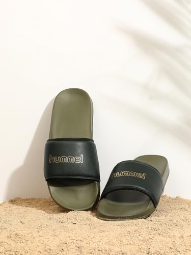 Image of hummel CLASSIC MEN SLIDERS Comfortable Cushioned Sole Arch Support Durable Lightweight Flexible Trendy Style Flip flops and Slippers Slides for Men Daily use Chappal