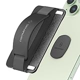 Sinjimoru Detachable Cell Phone Wallet, Wireless Charging Compatible Mobile Phone Grip Stand as iPhone Credit Card Holder for Back of Phone. Sinji Mount B-Grip Black