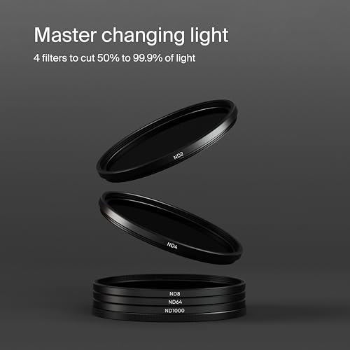 Urth 49mm 5-in-1 Lens Filter Kit (Plus+), Neutral Density ND2, ND4, ND8, ND64, ND1000, 20-Layer Nano-Coated - Image 2