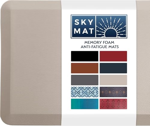 Kitchen Mat Padded Non-Slip Absorbable Anti Fatigue Standing Mat for Kitchen Floor Standing Desk Office & Garage (Beige 81.2L x 50.8W x 1.9Th cm)