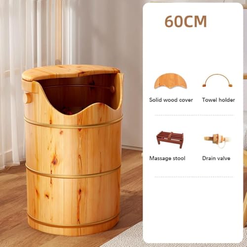 Spa de pies de madera con tapa aislante y válvula de drenaje miniatura 3