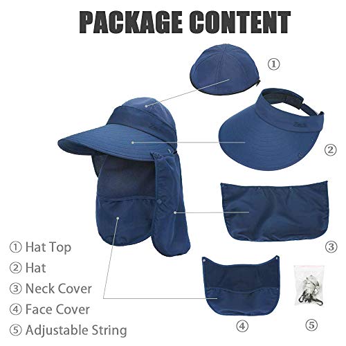 Driono Wide Brim Sun Hat – Multifunctional Upf 50 Protection Bucket Fishing Hat Cap (Navy) #TOP7