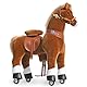 PonyCycle Pferd zum reiten, für Erwachsene/Kinder ab 7, 76cm Hoch, Reitpferd auf Rollen mit Handbremse und Klang, Schaukelpferd groß Rollen, Schokoladenfarben Rollpferd, Klassisches Modell U - Ux524