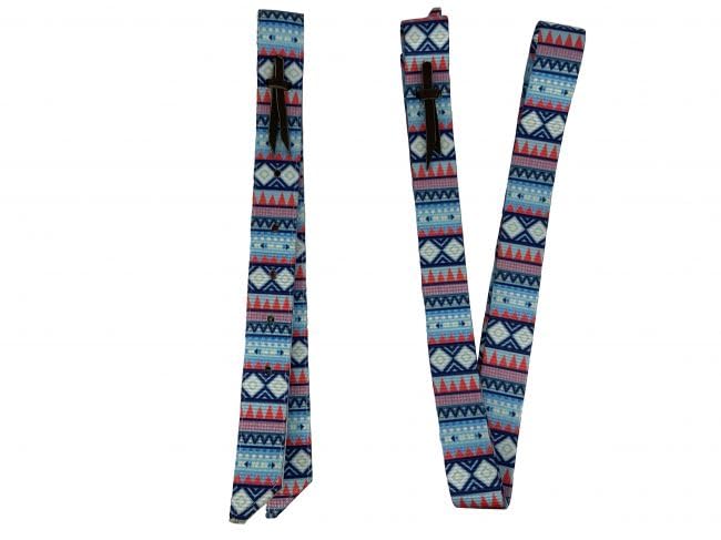 Showman Blue Aztec Print Nylon Tie Strap & Off Billet Set