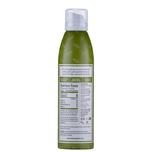 La Tourangelle, Organic Extra Virgin Olive Oil Spray, Cold-Pressed, All-Natural, Artisanal, Great for Cooking, Sauteing, Grilling, 5 Fl Oz