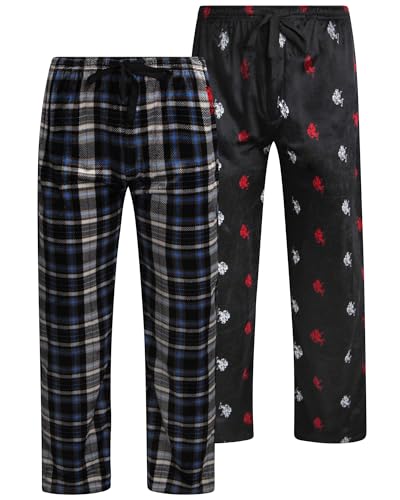 U.S. Polo Assn. Mens Pajama Pants - 2 Pack Breathable Sleep Bottoms - Cozy Fleece Lounge Pants for Men (Sizes: S-XL)