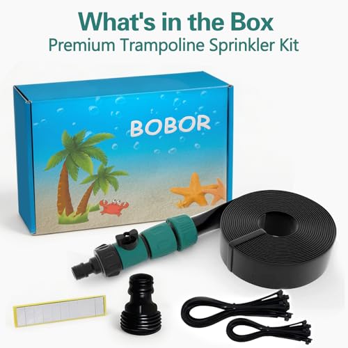 Image of Bobor Trampoline Sprinkler for Kids, Outdoor Trampoline Water Sprinklers, Backyard Summer Water Toys, Outside Trampoline Accessories for Yard Backyard Water Fun (39ft)