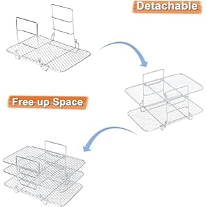 Air Fryer Rack Compatible with Ninja DZ201 DZ401 PowerXL Double Basket Air Fryers Rack, 3-Layers Rack Electric Fryer, 304 Stainless Steel Toast Rack, Multi-Layer Grill Rack, 2 Oil Brush (2 PACKS) Air Fryer Rack Compatible with Ninja DZ201 DZ401 PowerXL Double Basket Air Fryers Rack 3 Layers Rack Electric Fryer 304 Stainless Steel Toast Rack Multi Layer Grill Rack 2 Oil Brush 2 PACKS