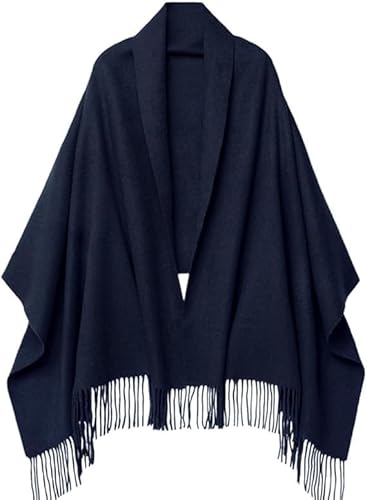 PFLife 80''*27'' Écharpe en Cachemire pour Femmes Écharpe Cadeau pour Femmes Châle en Cachemire Douce et Chaude Enveloppée en Hiver (A-Bleu Foncé)