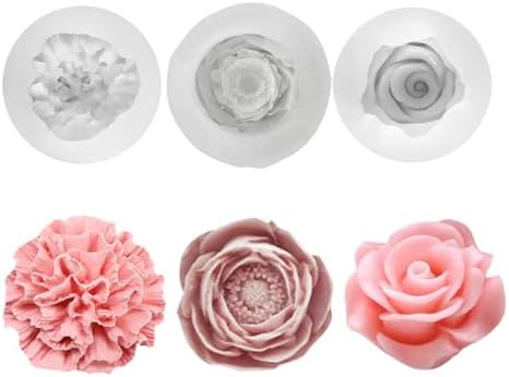 4-teilige Silikonformen Für Kerzen & Seifen - Blumen-Motive: Rose, Nelke, Gänseblümchen