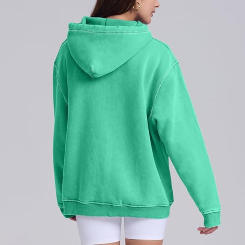 Image of FAIABLE Womens Oversized Acid Wash Hoodie Unisex Heavyweight Cotton Hoodies Fleece Vintage Washed Sweatshirt Women Men