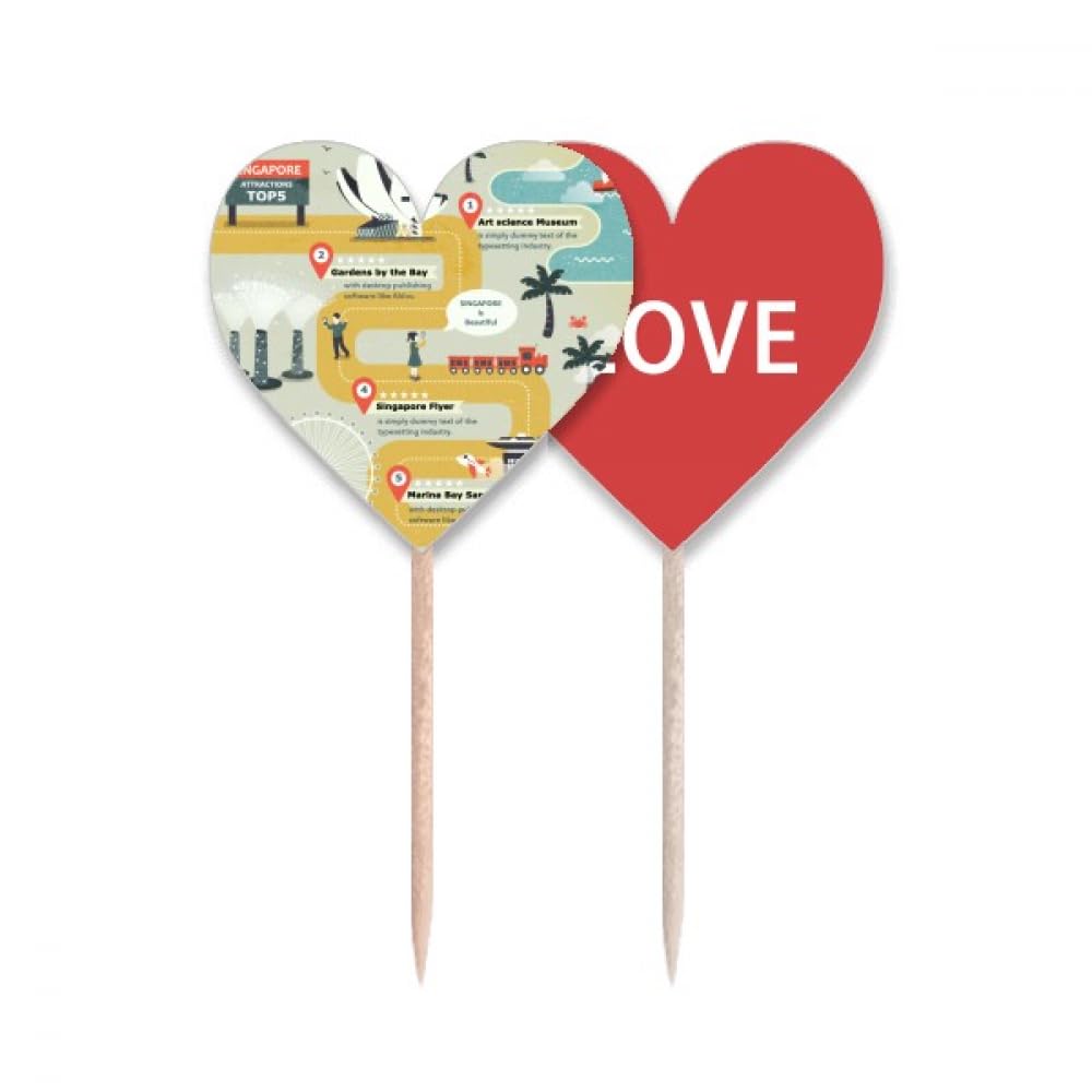 Drapeau Singapour en cœur pour cupcake haut de gamme et pique apéritif chic