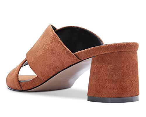 Castamere Womens Chunky Block Heels Slippers Slip-on Strappy Open Toe Sandals 5CM Heeled Sandal3