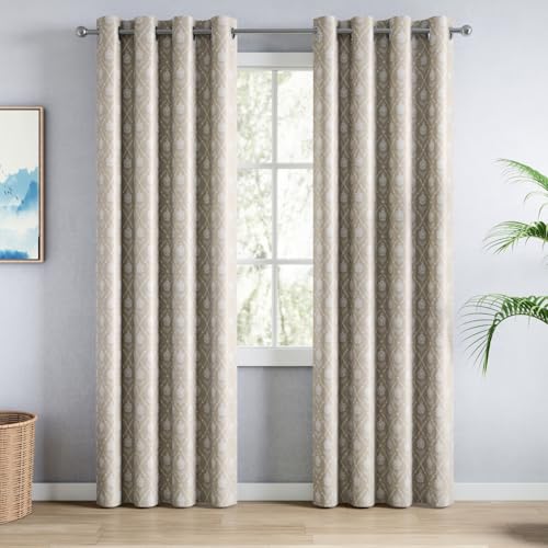 Image of haus & kinder Digital Printed Cotton Door Curtain 7 Feet Long Pack of 2 Door Curtains, 7 Feet Curtain for Door (Nature Floral, Beige 130x213 CM)