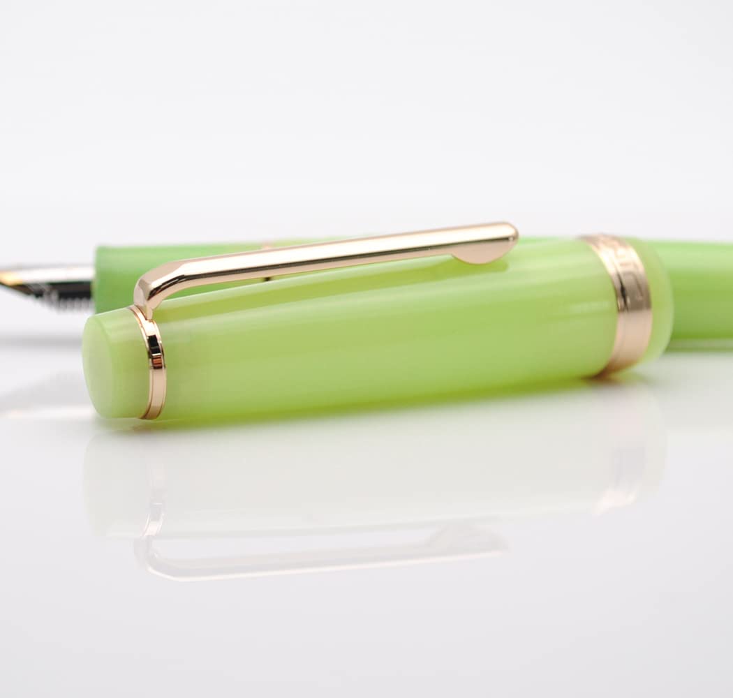 JINHAO 82 Celluloid Fountain Pen Acrylic Ink Pen with Ink Converter (Fine Nib, Gold Clip-Transparent Green) - Image 3