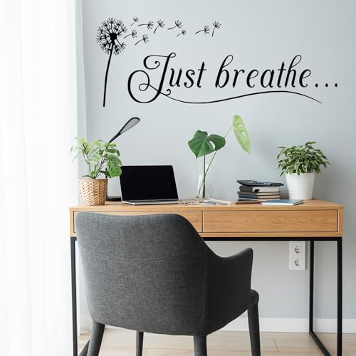COMNICO Just Breathe Wall Decals, 1Pcs Inspirational Quotes Vinyl Wall Decal Yoga Quotes Positive Relax Motto Letters Sayings Wall Stickers Decor for Bedroom Living Room Home Decoration - Image 4