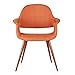 Armen Living Phoebe Dining Chair in Orange Fabric and Walnut Wood Finish