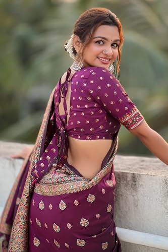 Image of SGF11 Women's Kanjivaram Pure Soft Silk Saree With Unstitched Blouse Piece