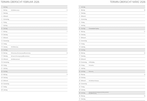 2026 ADINA Buchkalender A4 1 Tag auf 1 Seite auch sonntags schwarz