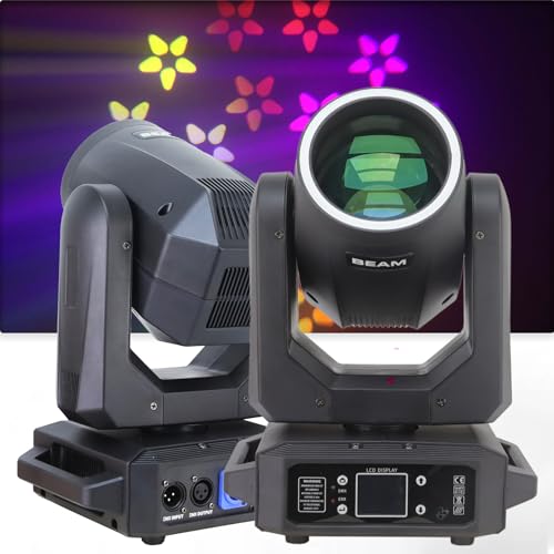 YUERLT DJ Light 200W LED Moving Head Light Beam GOBO with Ring 6+12 Prism Rainbow Effect DMX Control Disco Party Club Stage Lighting