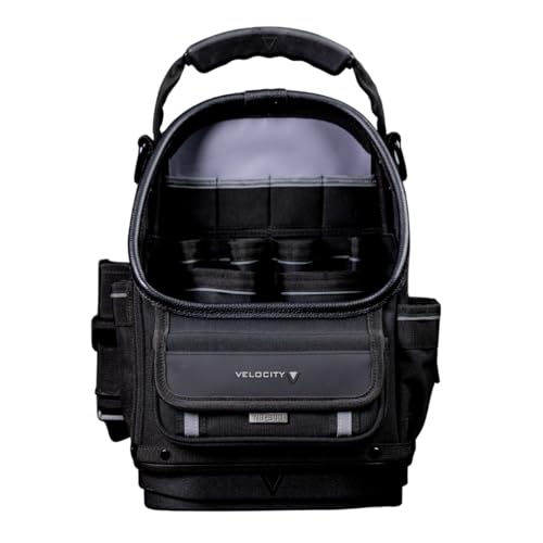 Velocity Pro Gear Stealth NB300 Open Tote Tool Bag Electrician Tool Bag with Concealed Test Equipment Storage Vertical Tool Pockets and YKK Zips Shadow Black