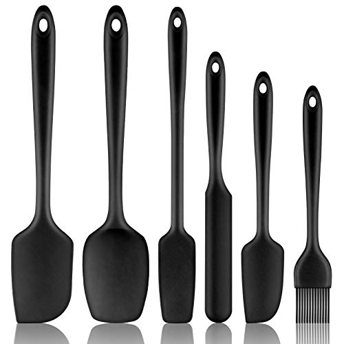 REEVOO Silicone Spatula 480ºF Heat Resistant Silicone Spatula Set BPA-Free Professional for Nonstick Cookware Special for Cooking Baking Mixing Dishwasher Safe Black