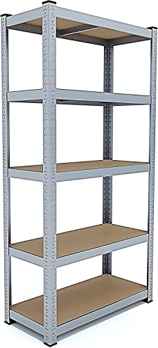 Półka metalowa i MDF Półka o wysokim przepływie do 875 kg Z 5 Regulowanymi Półkami Idealny Do Garażu Warsztat Piwnica Magazyn Modułowa Projekt 180 x 90 x 40 cm