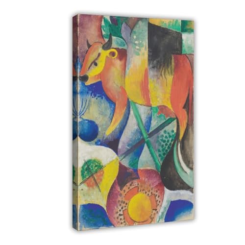 Peinture vaches de Heinrich Campendonk en impression haut de gamme sur toile avec suspension