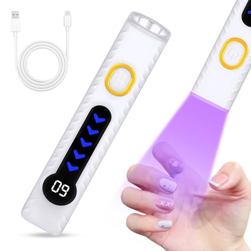 Alaoo Lampara Uñas Semipermanentes, Mini Lámpara de Uñas UV,Secador Uñas Portátil et Recargable con Temporizador 20/60S para Manicura, Resina de Extensión Gel DIY Arte Uñas para secado rápido (Blanco)
