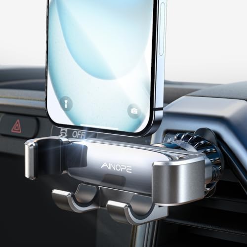AINOPE Car Vent Phone Mount Holder for iPhone 17 Pro Max Car Mount [Drop-in Grip] Phone Holders for Your Car Air Vent Interior Accessories Gifts for Men for iPhone 17 Pro Max 16 15 14 GalaxyS26,Silver