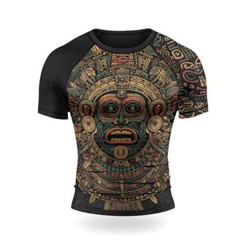 Aztec Short Sleeve BJJ Rash Guard for Men MMA Compression Shirts for Training Grappling2