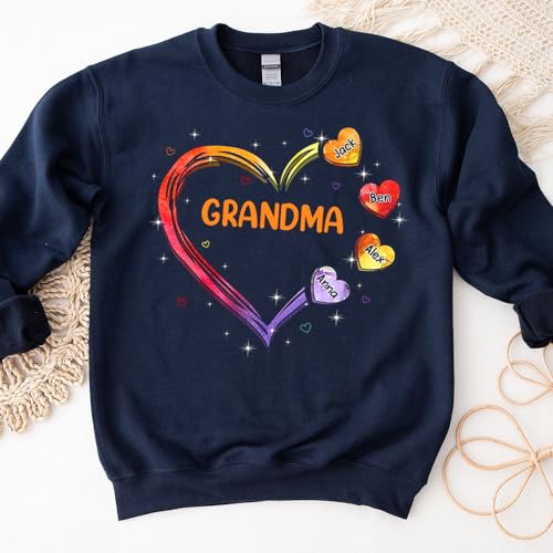 Personalized Grandma Shirt, Grandma Heart Sweatshirt, Grandkids Name Shirt, Christmas Birthday for Nana Mimi Mom Mama4