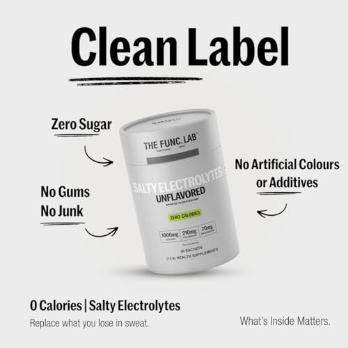 Image of The Func. Lab Daily Electrolytes - Unflavoured | 30 Sachets | Instant Hydration Powder with Sodium, Potassium, Magnesium | Sugar-Free, No Preservatives | Instant Energy, Performance & Recovery Drink