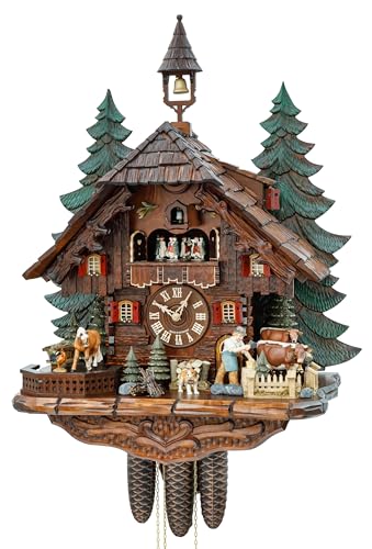 Hekas Cuckoo Clock Black Forest House with Moving Moving Wood Chopper