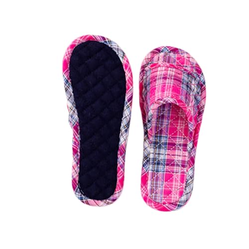 JadeRich Women Men Open Toe Plaid Cotton Slippers Lightweight Cloth Sole Floor Slides Washable Summer Indoor Shoes2