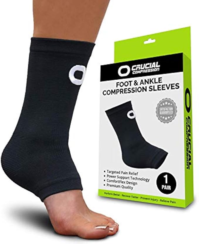 Ankle Brace Compression Support Sleeve (1 Pair) - BEST Ankle Compression Socks for Plantar Fasciitis, Arch Support, Foot & Ankle Swelling, Achilles Tendon, Joint Pain, Injury Recovery, Heel Spurs