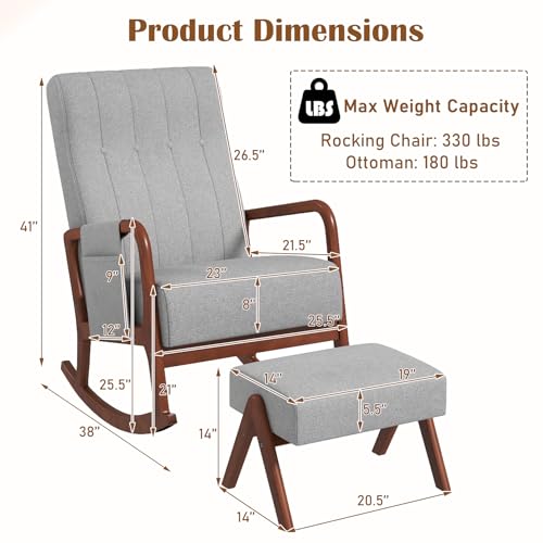 Sillón Mecedor Plegable Gris miniatura 2