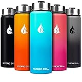 HYDRO CELL Stainless Steel Insulated Water Bottle with Straw - For Cold & Hot Drinks - Metal Vacuum Flask with Screw Cap and Modern Leakproof Sport Thermos for Adults (Teal/Blue 24oz)