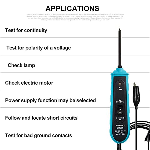 allsun 6-24Vdc Automotive Electric Circuit Tester Power Circuit Probe Detector Car Diagnostic Repair Tool,Test Light Continuity/Polarity of a Voltage,Cable Length 5m(16ft) - Image 3