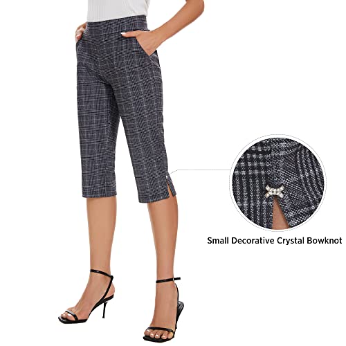 Ginasy Capri Pants for Women Casual Summer Dressy Pull On Stretch High Waisted Crop Work Leggings with Pockets3