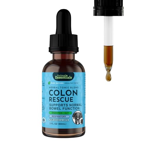 Animal Essentials Colon Rescue - Dog Stool Softener, Organic Slippery Elm Bark, Fast Acting Anti Diarrhea Liquid Drops for Dogs & Cats, Natural Constipation Relief Supplement for Pets - 2 fl oz