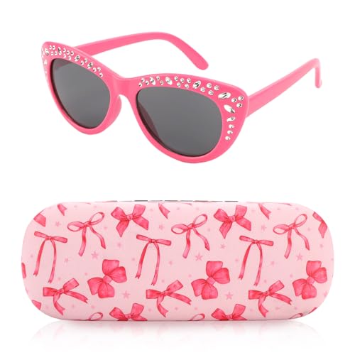 Image of Kids Sunglasses for Girls with Eyeglasses Case for Party Beach Dress Up Glasses