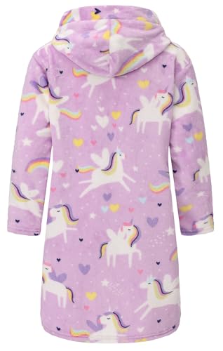 Image of Kid Fleece Hooded Robes Girls Bathrobes Boys Soft Plush Sleepwear Toddler Fuzzy Pajamas