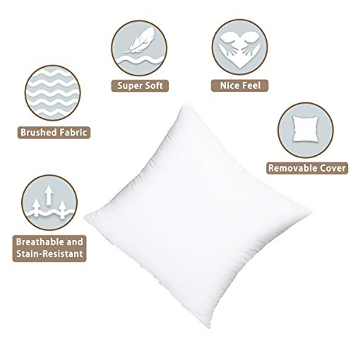 HIPPIH 2 Pack 18 x 18 Pillow Inserts, Decorative 45x45cm Pillow Insert, Square Pillow Form Insert for Sofa, Bed, Couch
