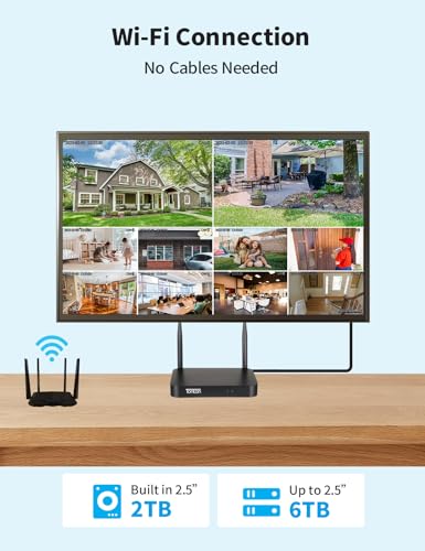 [Dual WiFi, PIR Sensor] Tonton 4K Wireless Security Camera System with 2TB Hard Drive,10CH NVR,8PCS 3MP Outdoor WiFi Cameras,12V DC Powered,2 Way Audio,Spotlight,AI Human Detection,Work with Alexa - Thumbnail 3